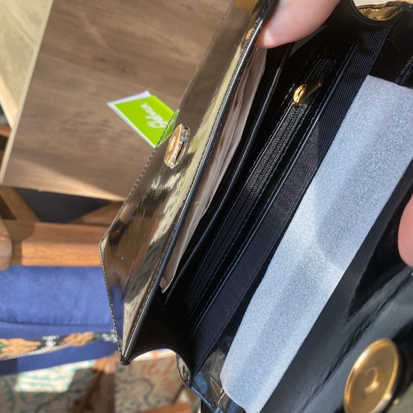 SAM EDELMAN NWT small Lorraine Black Patent convertible box shoulder bag - Picture 4 of 8